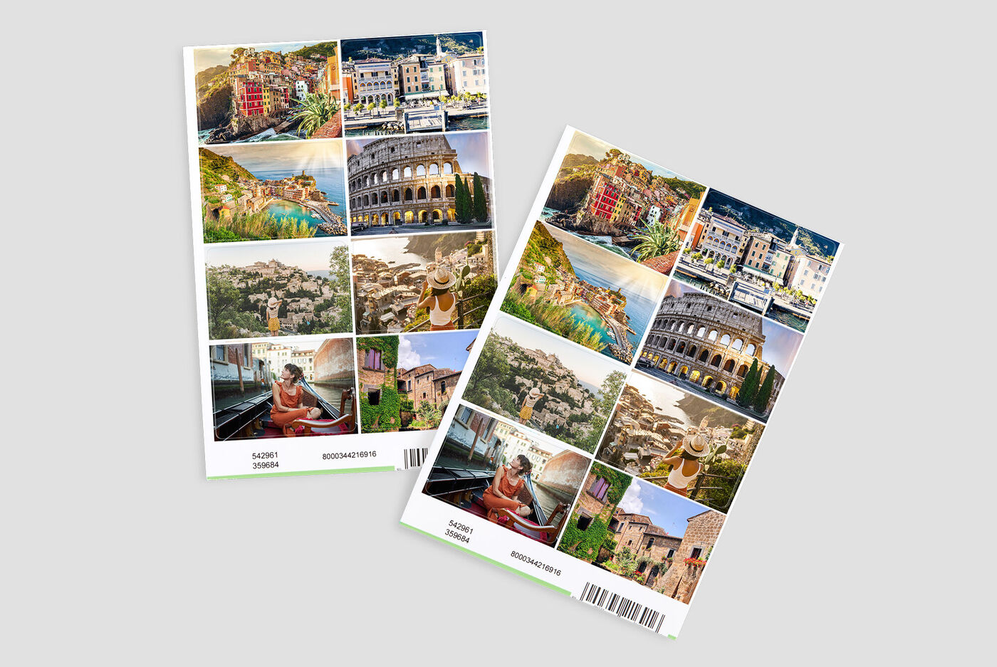 Zwei CEWE Fotobücher mit verschiedenen Urlaubsbildern im Collagenformat