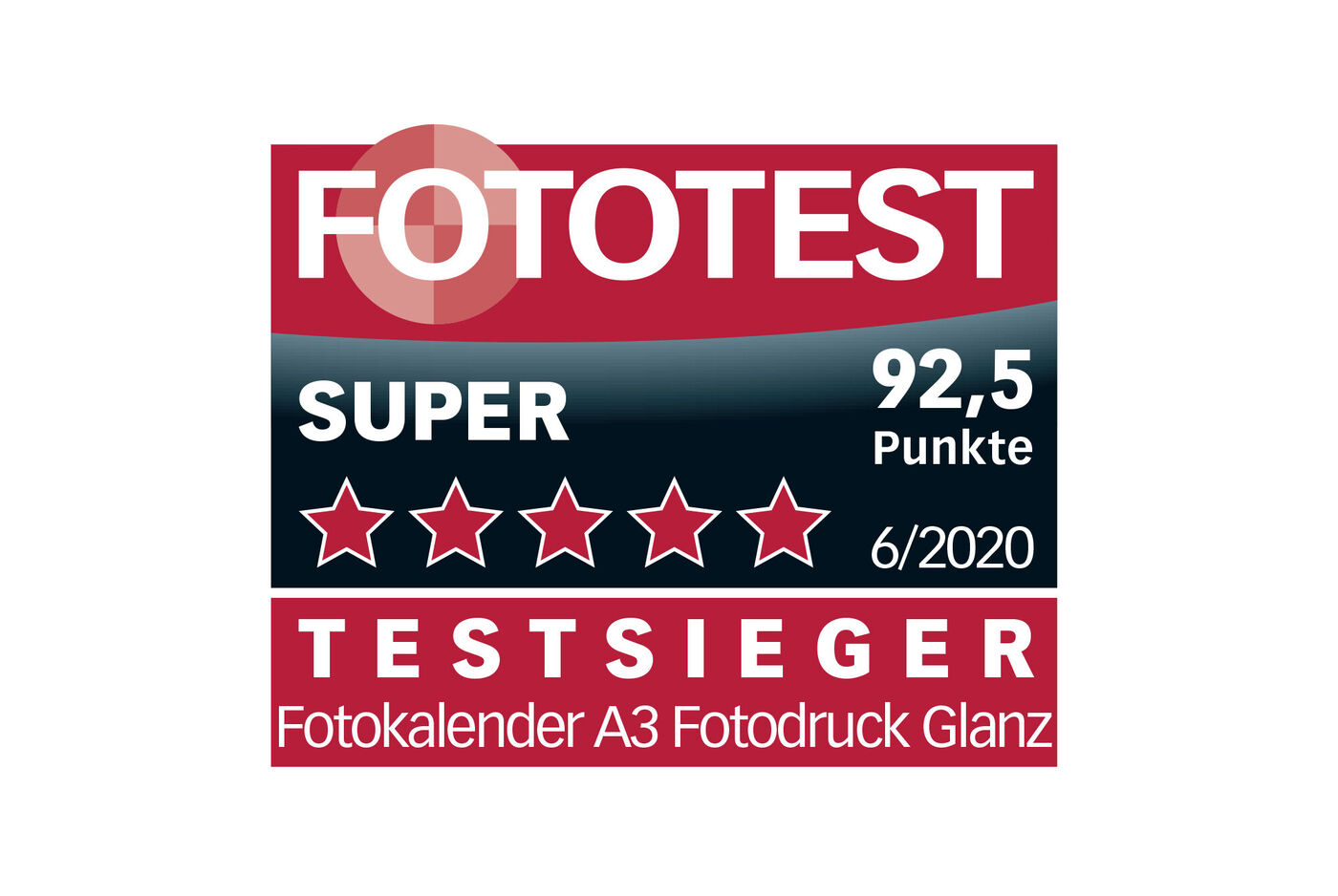 Auszeichnung für den CEWE Fotokalender als Testsieger mit 92,5 Punkten