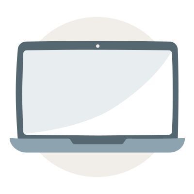 Grafik eines offenen Laptops auf beigem Hintergrund