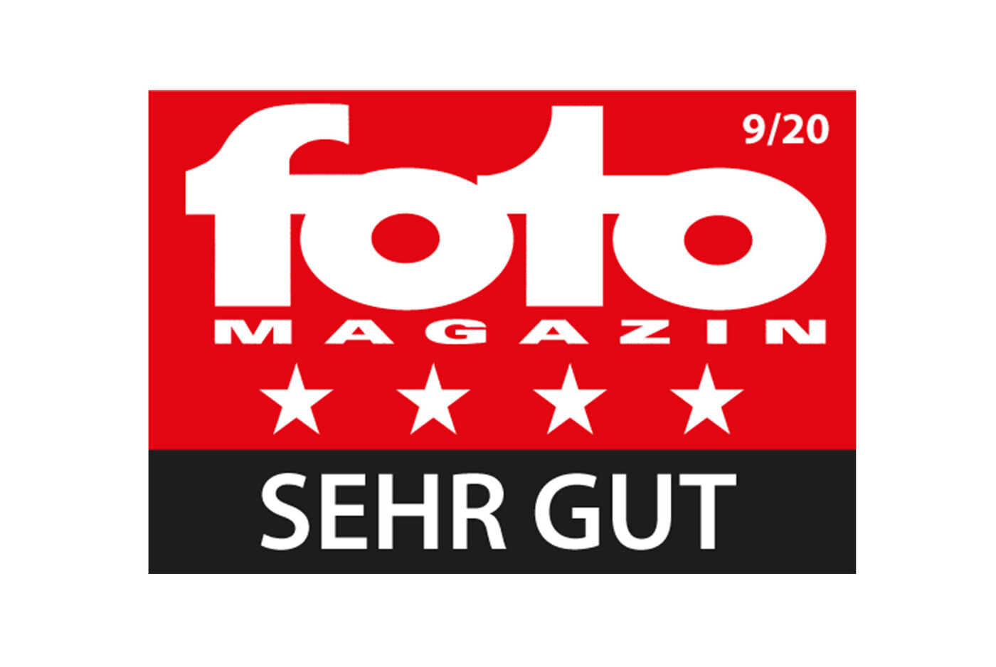 Das Logo von Foto Magazin mit den Worten 'SEHR GUT' und drei Sternen.