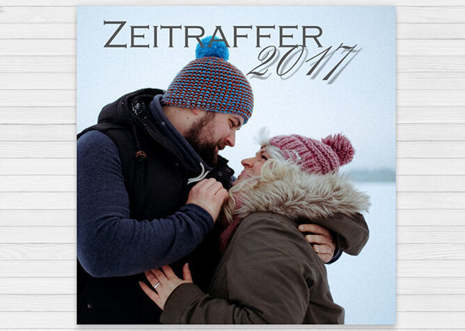 Romantisches Paar teilt einen Schnappschuss im Winter.