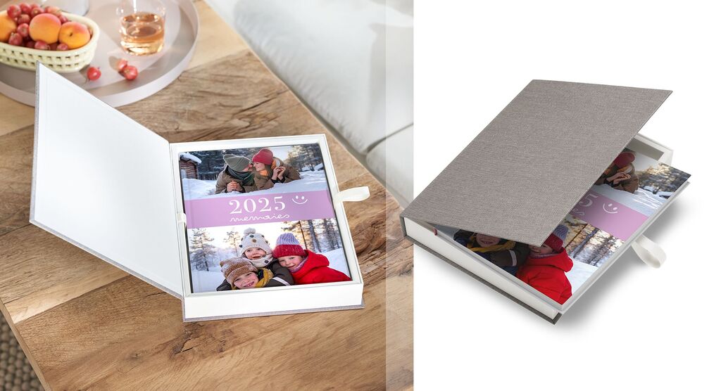 CEWE FOTOBUCH 2025 mit Familienfotos in edler Geschenkbox